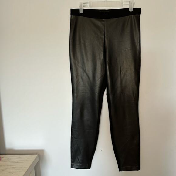 Banana Republic Faux Leather Pants Womens Size 6 Mixed Media Leggings Black - Picture 1 of 9